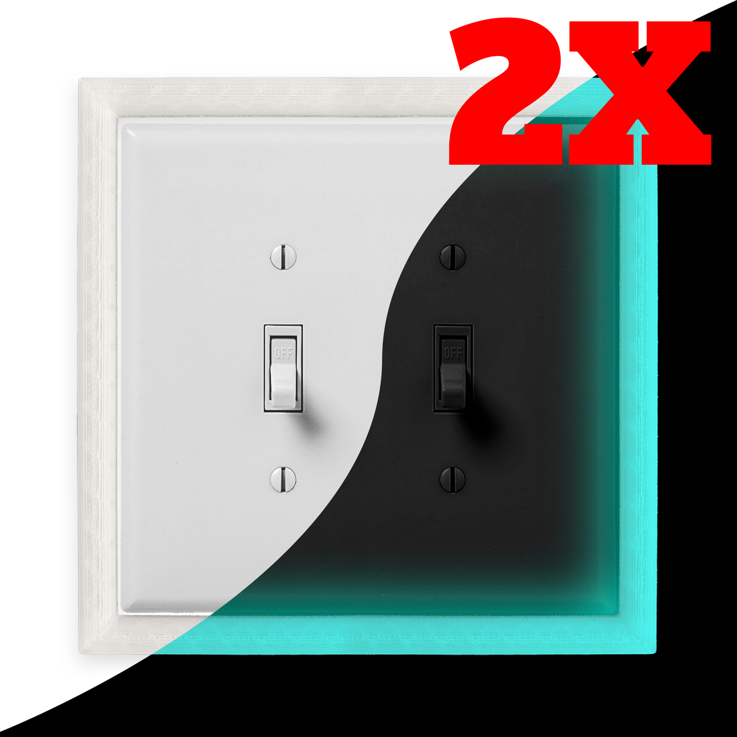 **2 PACK** (only 4.97$ each) Glow in the Dark Light Switch Frame - Double Toggle